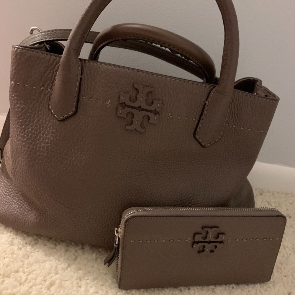 Tory Burch Brown Satchel and Wallet Set